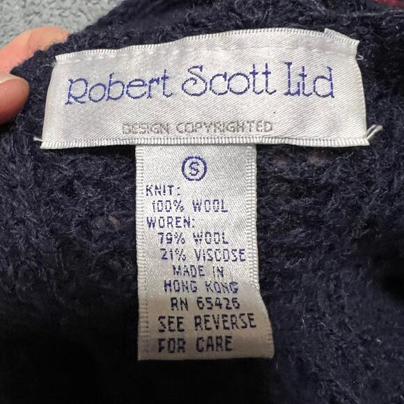 Vintage Robert Scott Knit Sweater Womens Small Cardigan Patchework Preppy - Picture 6 of 6